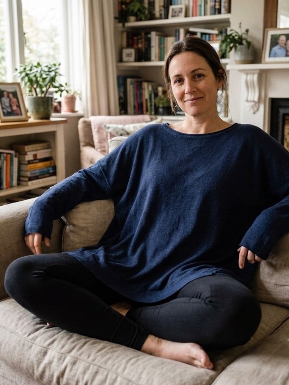 Wonderly Relaxed Navy Long-Sleeve Knit Top Size 1X